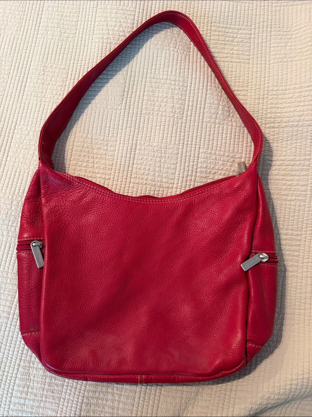 Classic Red Leather Shoulder Satchel